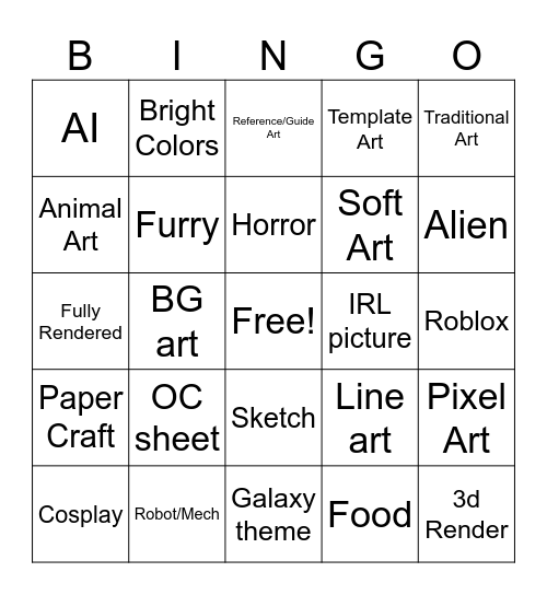 Artist's Pinterest Home Page Bingo Card