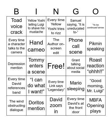MBFA Bingo Card