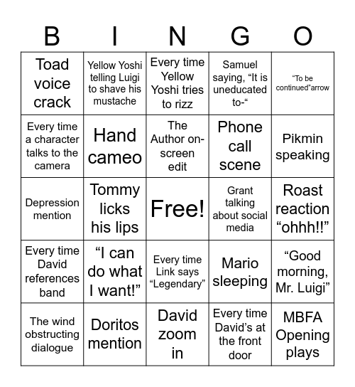 🍄MBFA Bingo🍄 Bingo Card