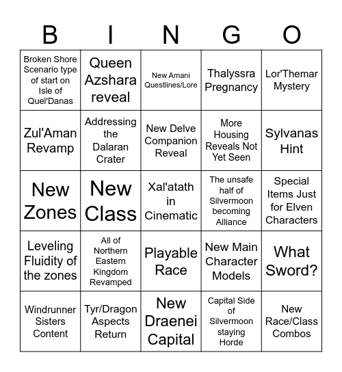 Midnight Gamescon Reveal Bingo Card