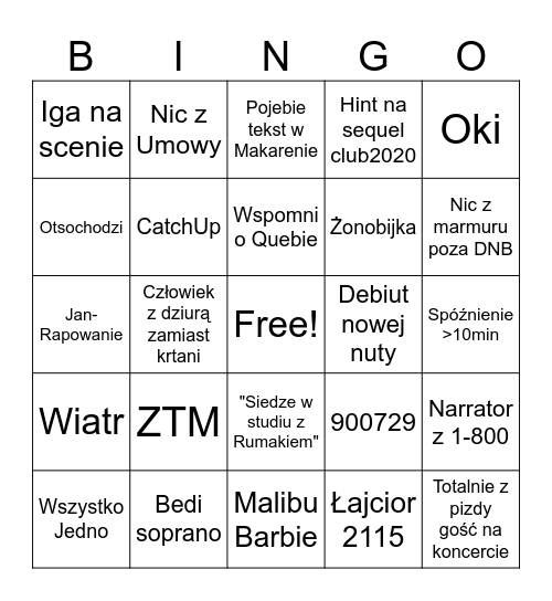 Taco Bittersweet Bingo Card