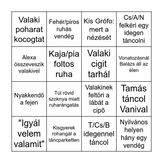 VANI & MATYI B  I  N  G  O Bingo Card