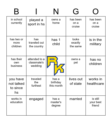 Find the Classmate Who Bingo Card