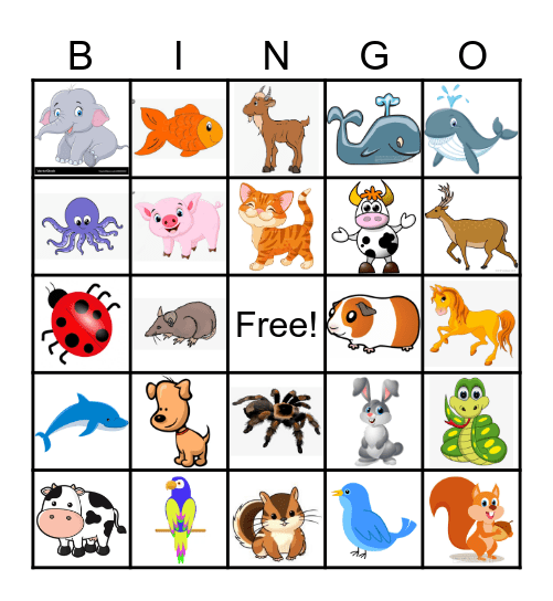 ANIMAL Bingo Card
