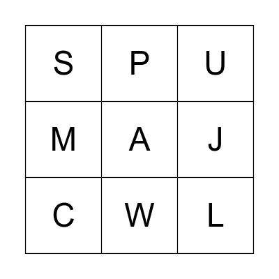 ALPHABET BINGO! Bingo Card