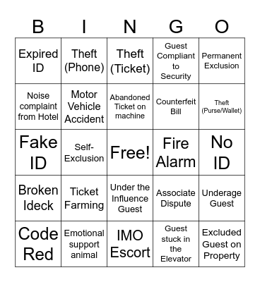 Security Bingo Card