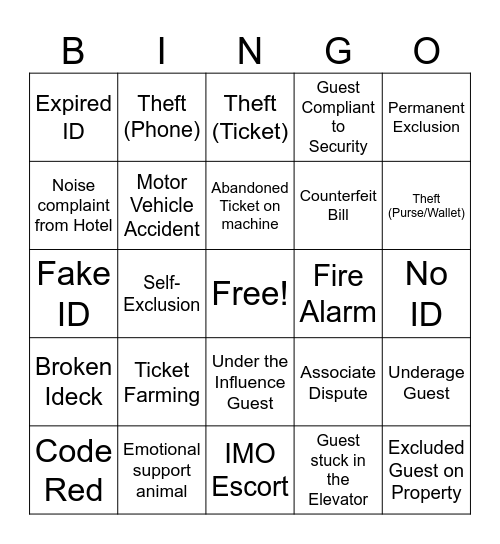 Security Bingo Card