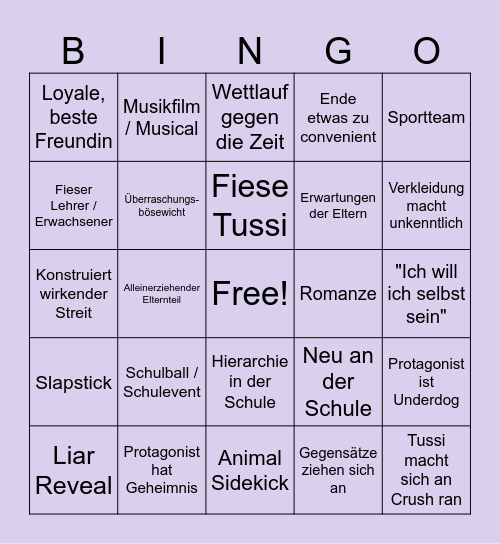 Disney Channel Bingo Card