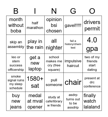 junior sem 1 !!!! Bingo Card