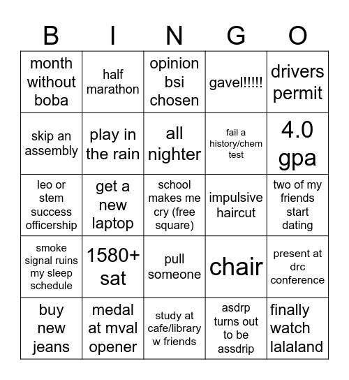 junior sem 1 !!!! Bingo Card