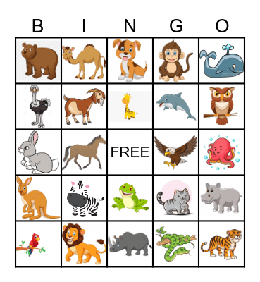 Animal Bingo Card