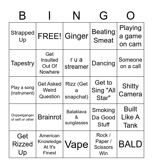 Omegle Bingo Card