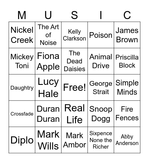 Music_08162025 Bingo Card
