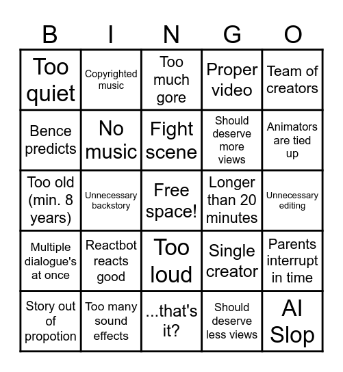Oversaturated content Bingo Card