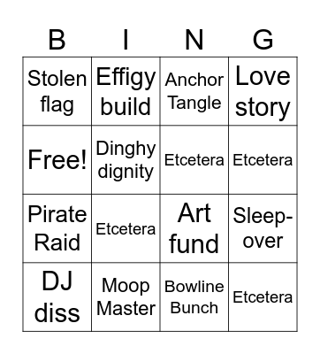 Pyraegea Bingo Card