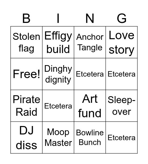 Pyraegea Bingo Card
