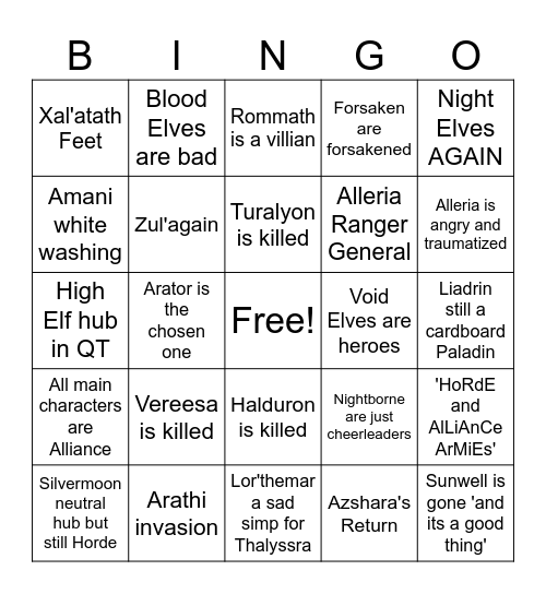 Midnight Announcement Bingo Card