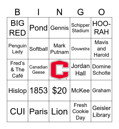 Central College Bingo Card