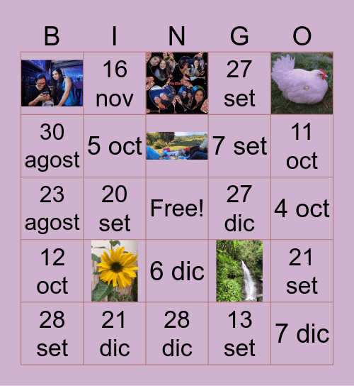 Día para vernos Bingo Card