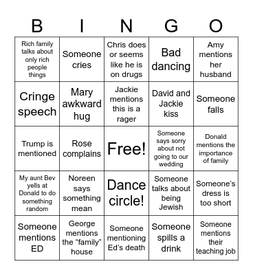 Family Bingo Card