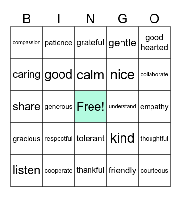 Kindness Bingo Card