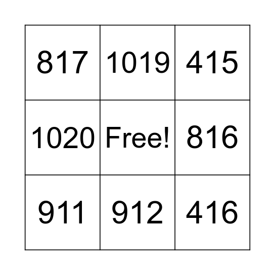 Bingo! Game B Bingo Card