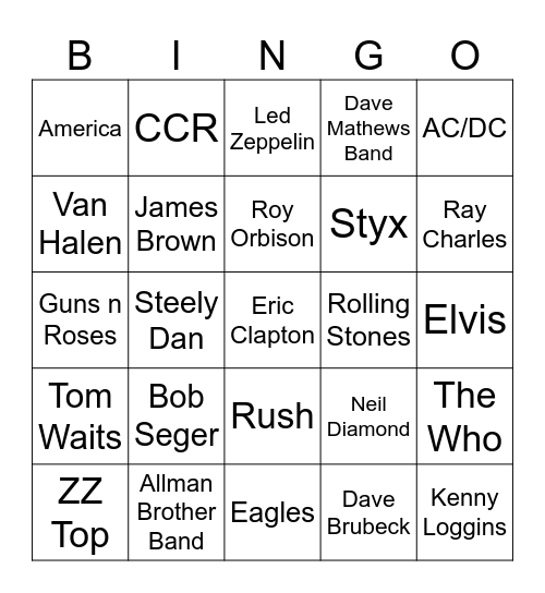 Unc Music Bingo Card