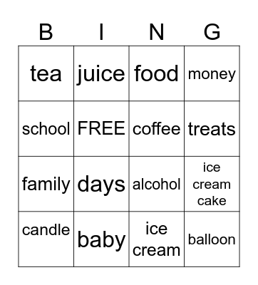 happy birthday Bingo Card