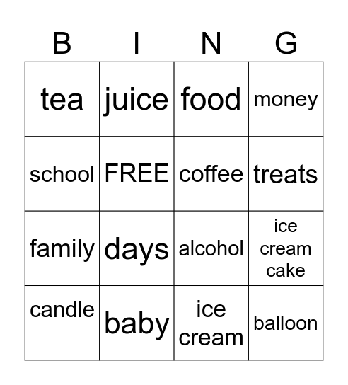 happy birthday Bingo Card