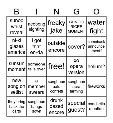 enhypen la bingo Card