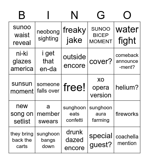 enhypen la bingo Card