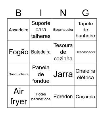 Bingo da Noiva Bingo Card