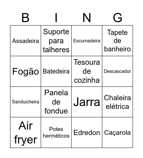 Bingo da Noiva Bingo Card