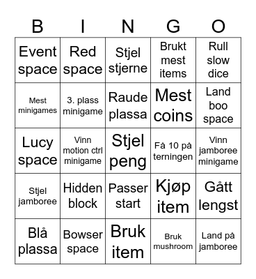 Mario Party Bingo Card