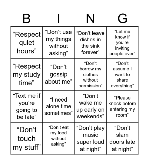 BOUNDARY BINGO Card