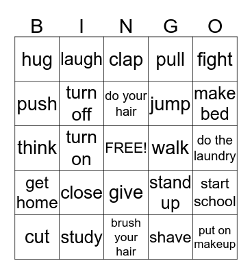 Verbs 1 Bingo Card