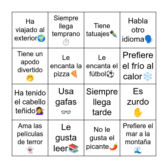 Encuentra a alguien que... Bingo Card
