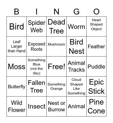 Nature Bingo Card