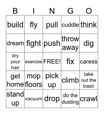 Verbs 1 Bingo Card