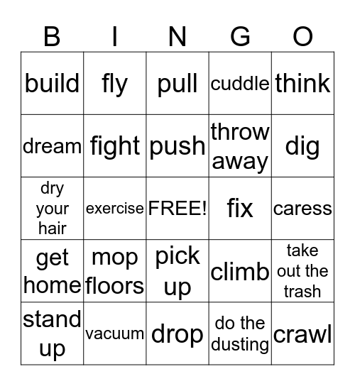 Verbs 1 Bingo Card