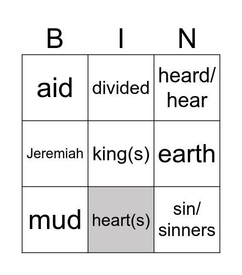 20th Sunday in OT year C Bingo Card