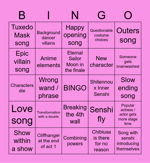 Sera Myu Bingo Card