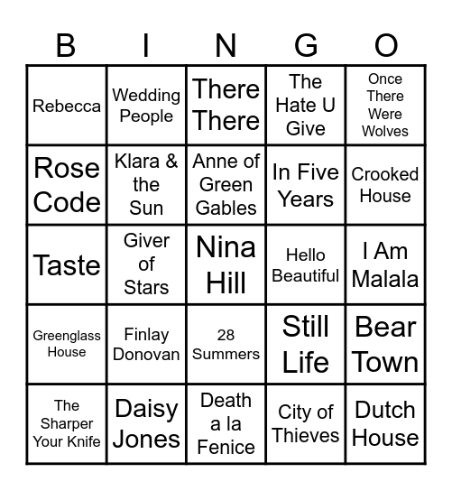 BOOK CLUB BINGO Card
