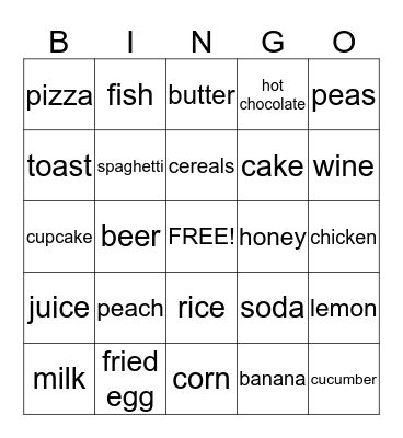 Food 1 Bingo Card