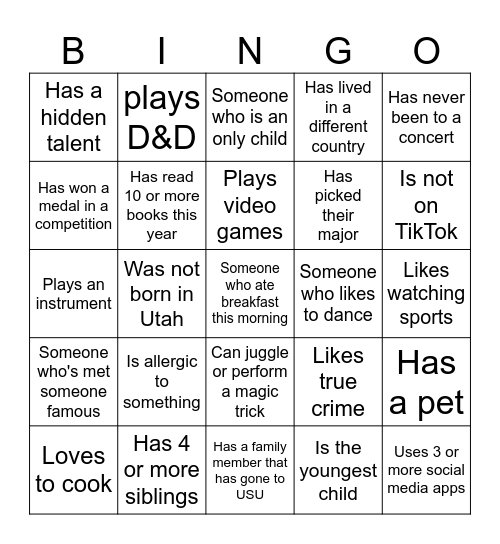 Find Someone Who... Bingo Card