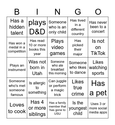 Find Someone Who... Bingo Card