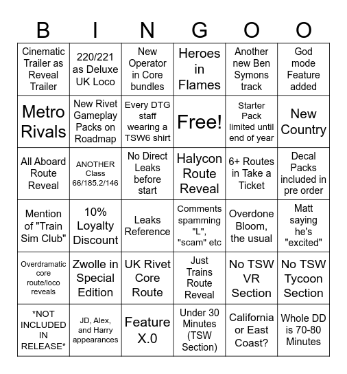 Dovetail Direct 2025 BINGOO Bingo Card