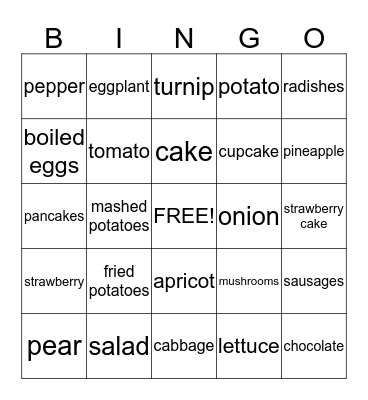 Food 1 Bingo Card