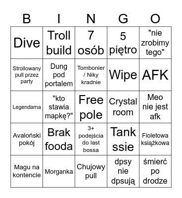 Grupówki Bingo Card