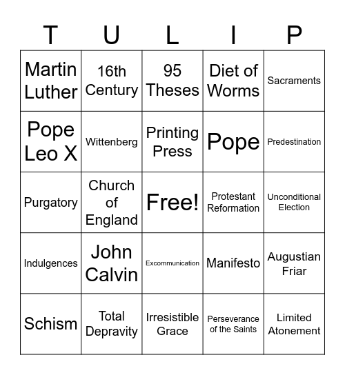 Reformation Day Bingo Card